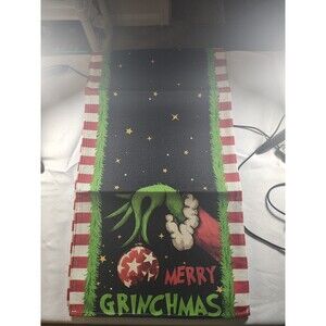 Christmas Table Runner Black  13 x 108 Inch Rustic Holiday Grinch Farmhouse